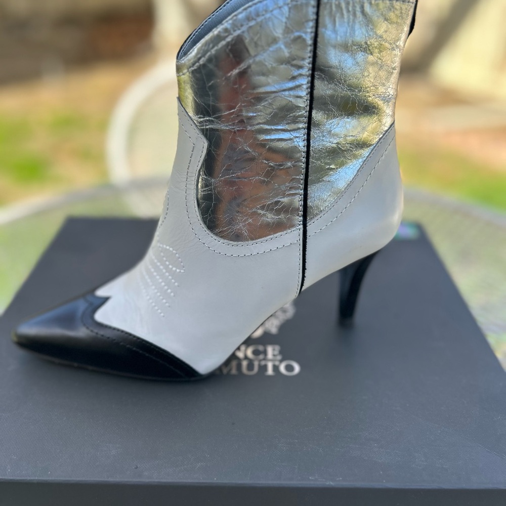 Vince Camuto Metallic Silver and Black Heeled Boots - Picture 2 of 2